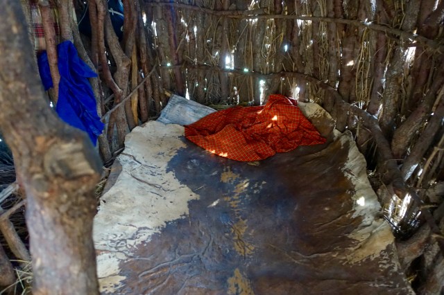 bed inside hut