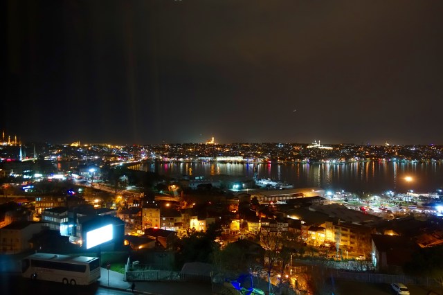 view of golden horn from room @ night