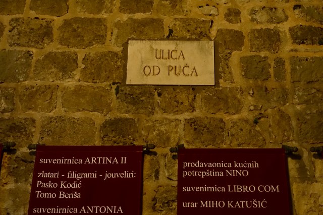 one of the main streets, with standard signage below