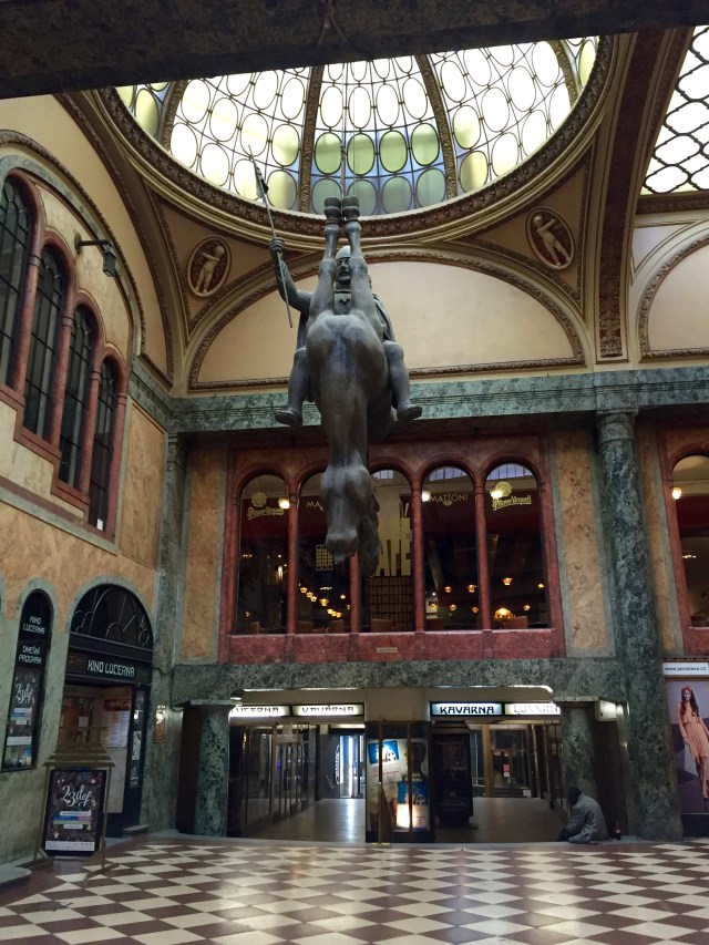 horse statue in lucerna passage