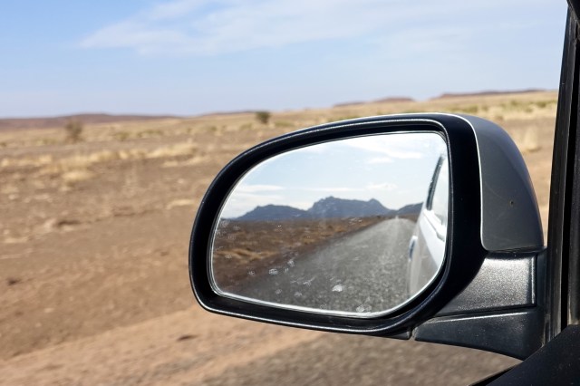 mountains in the rearview
