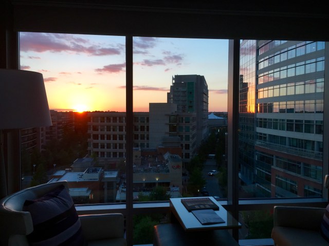 sunset view over waterway square